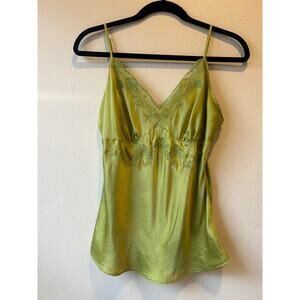 Worthington Olive Green 100% Silk Lace Cami Top Size L